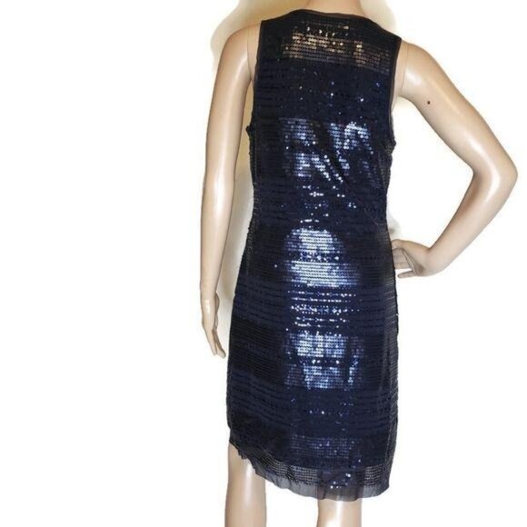 Max Studio navy blue Black Sequin Sleeveless Dress size Medium dinner date dres - Picture 5 of 8